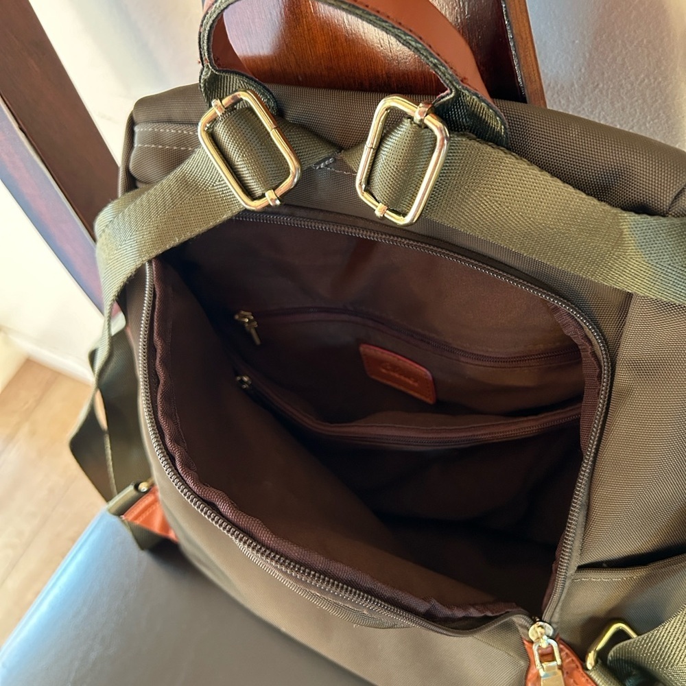 Chic Olive Backpack with Tan Details - Picture 10 of 12